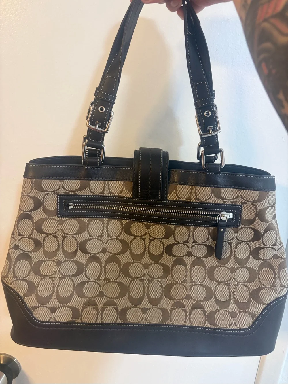 Official Coach Signature Carryall Tote Bag Mahogany Khaki Brown Large NWT